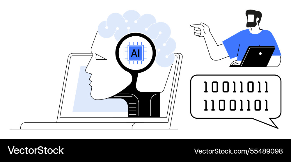 Integrating artificial intelligence into human Integrating artificial intelligence into human vector image