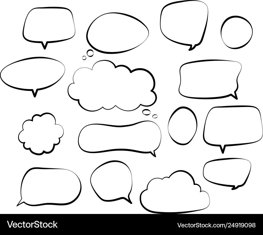 Outline speech bubbles doodle balloon vector image