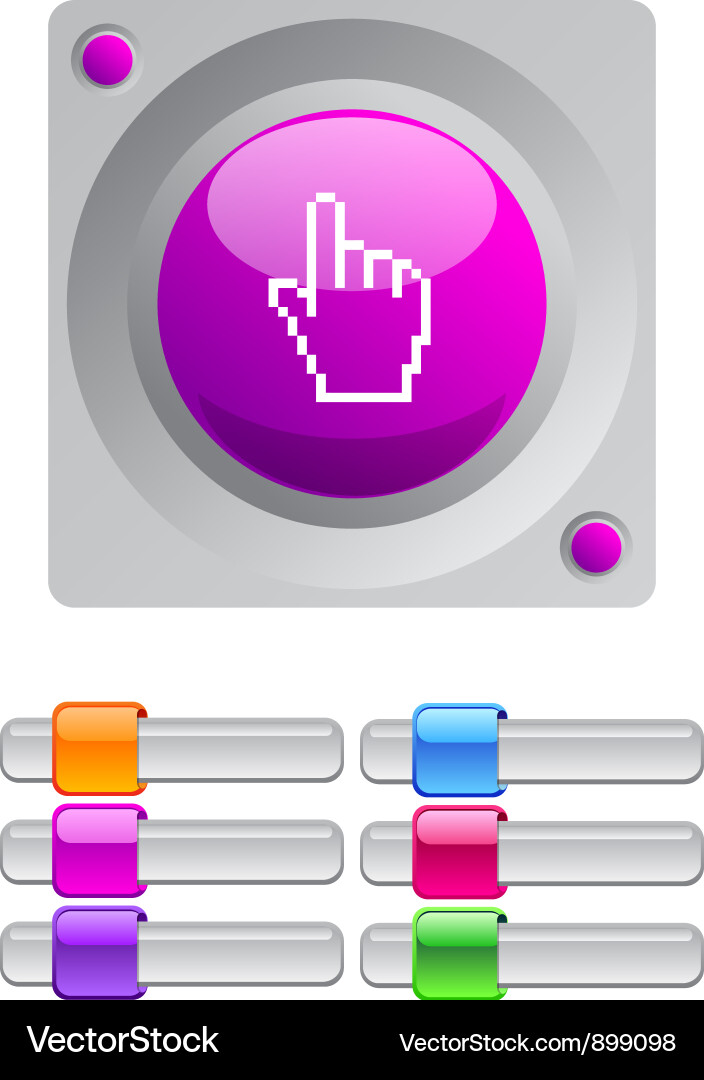 Pixel hand color round button Vector Image