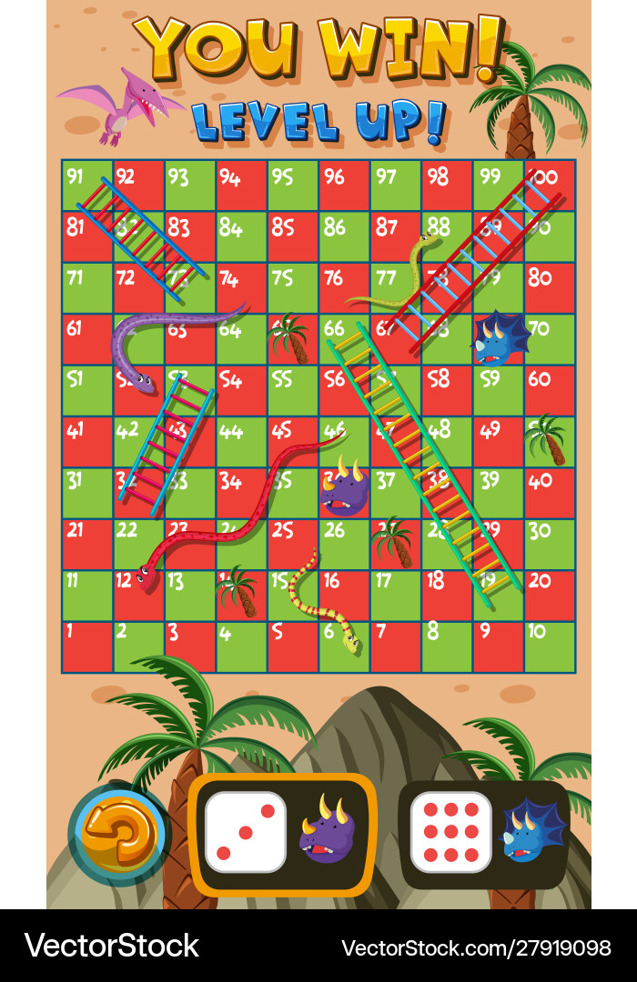 Snake and ladder game with number one to hundred Snake and ladder game with number one to hundred vector image