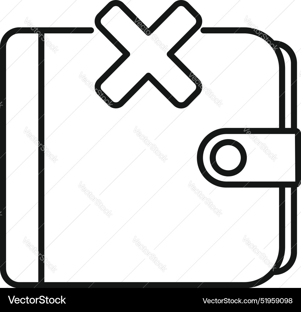 Wallet with cross mark showing the concept Wallet with cross mark showing the concept vector image