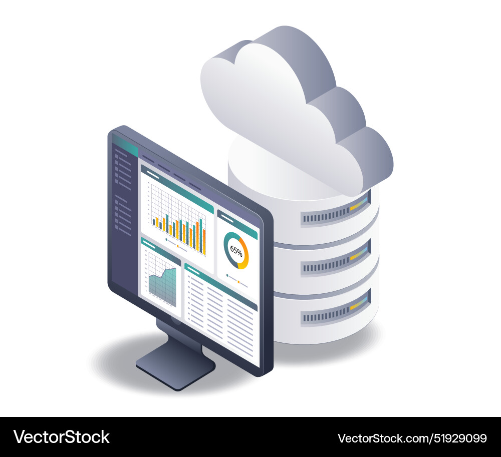 Analyzing the performance process of cloud server vector image