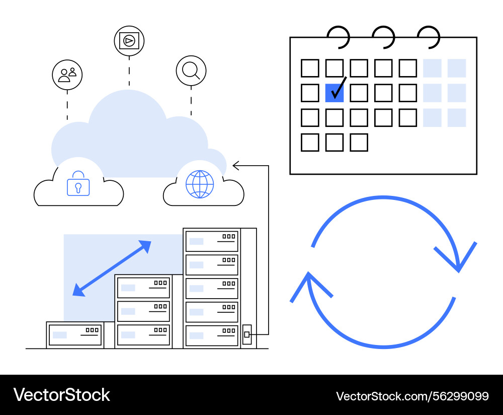 Cloud storage and data synchronization Cloud storage and data synchronization vector image