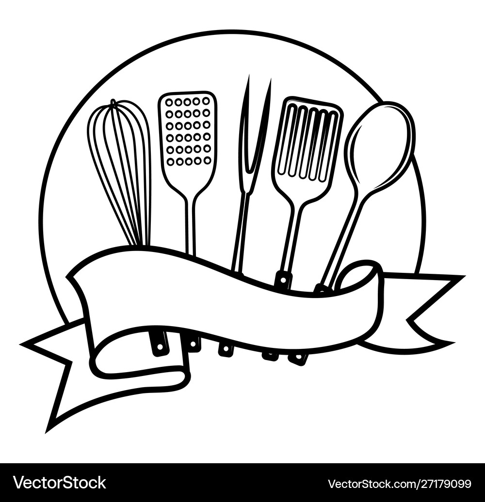 Emblem for restaurant black and white – Royalty-Free Vector | VectorStock, image size:1000x1036