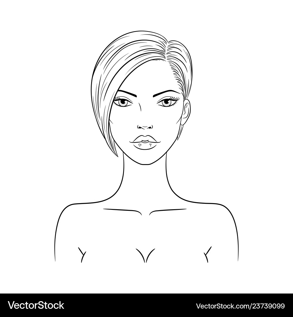 Nude Woman Portrait with Bob Haircut vector image