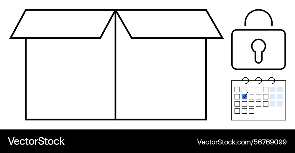Opened box calendar with marked date and padlock Vector Image