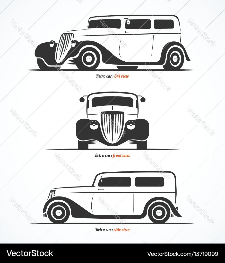 Retro Car Silhouettes - Classic Cars vector image