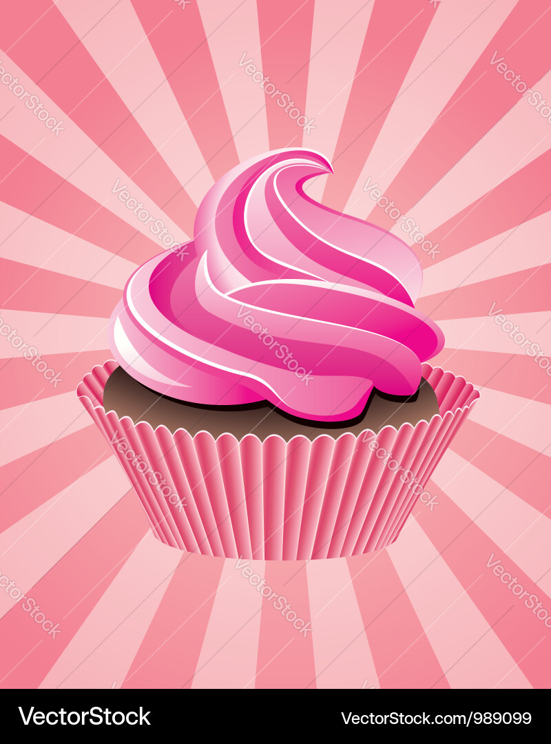 Retro Pink Cupcake vector image