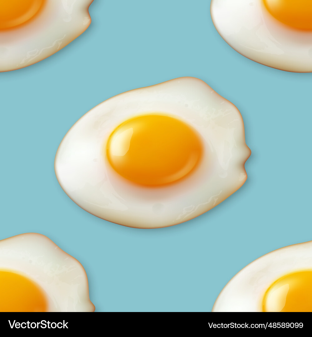 Seamless pattern with realistic fried egg Seamless pattern with realistic fried egg vector image