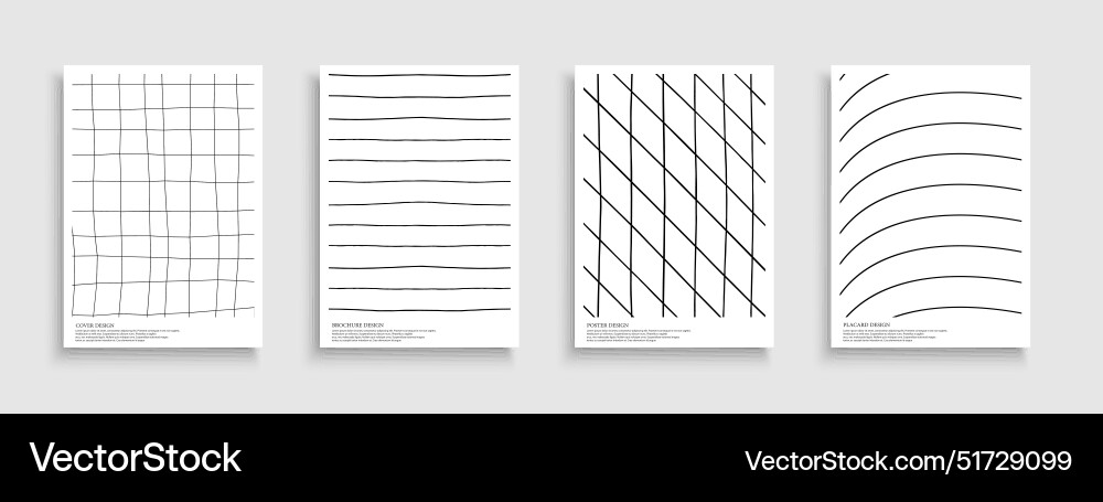 Set of black and white hand drawn striped covers Set of black and white hand drawn striped covers vector image