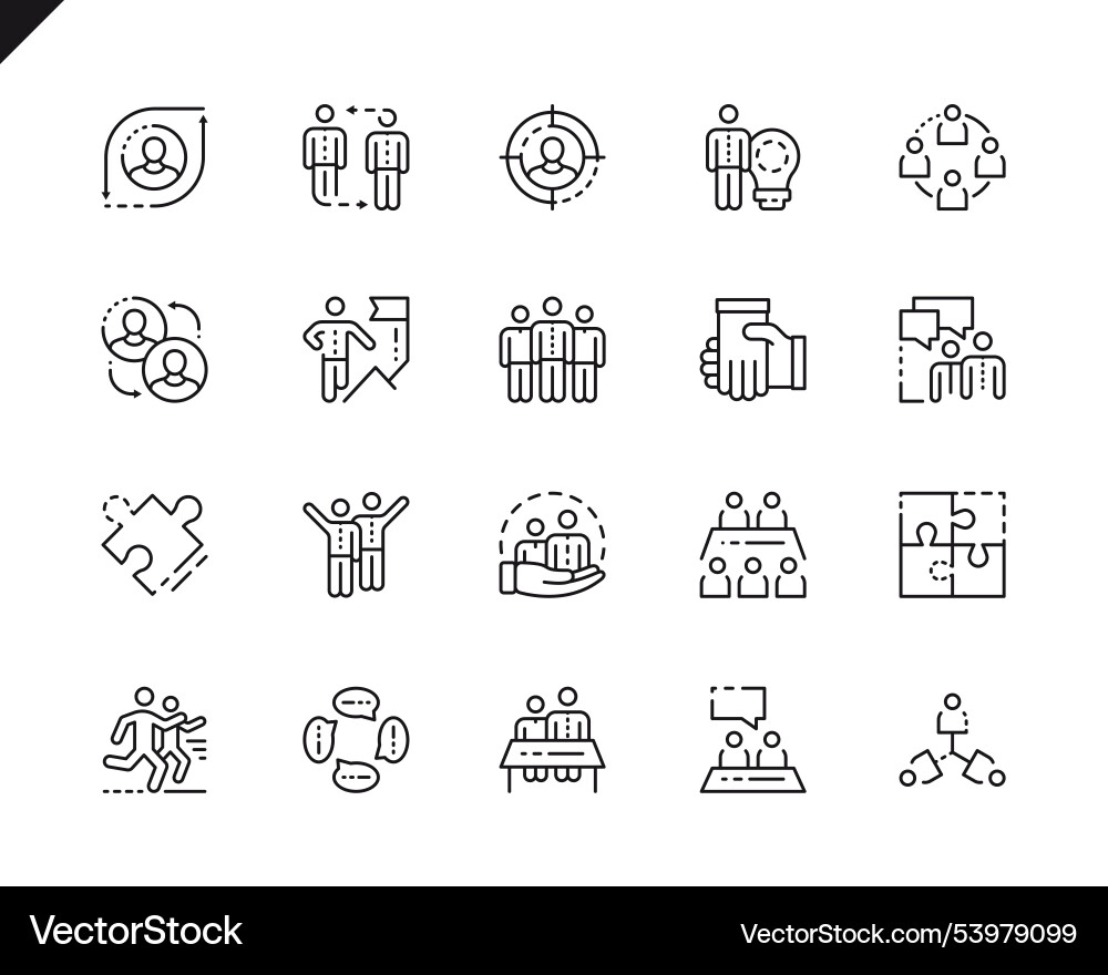 Simple set teamwork line icons for website Simple set teamwork line icons for website Vector Image