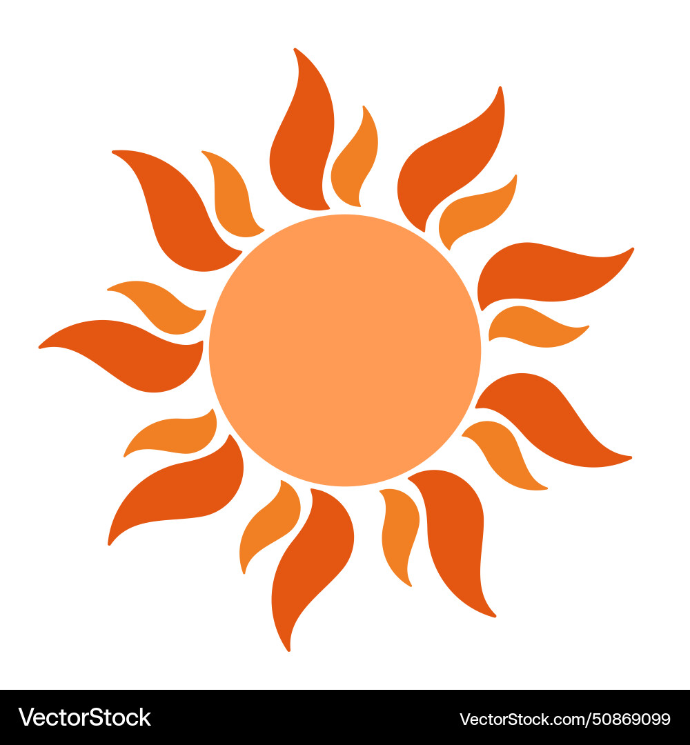 Sun icon with rays in minimalistic style orange Vector Image