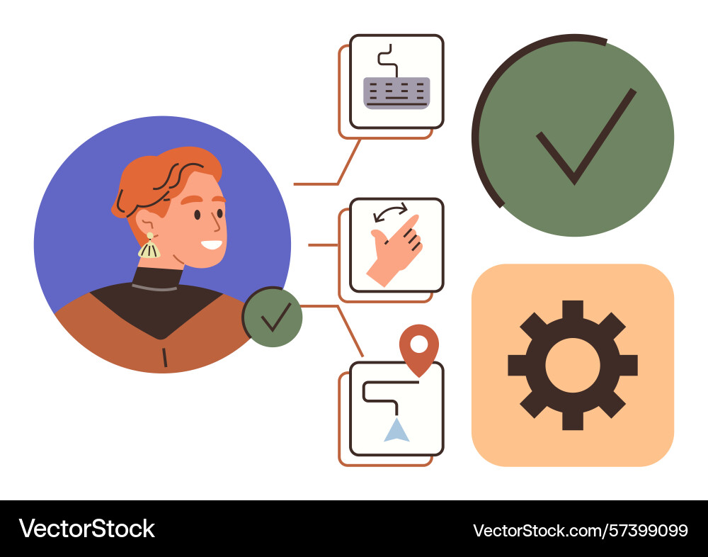 Workflow management with task completion and user Workflow management with task completion and user vector image