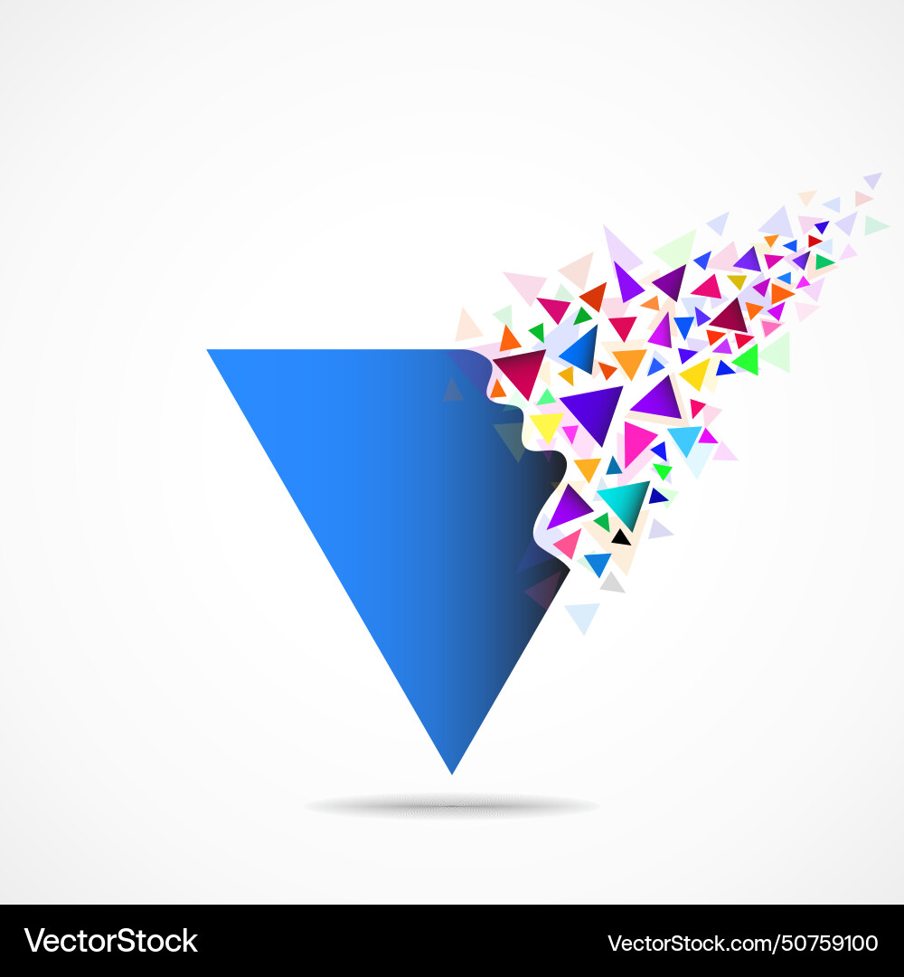 Abstract triangle with explosion on small Vector Image