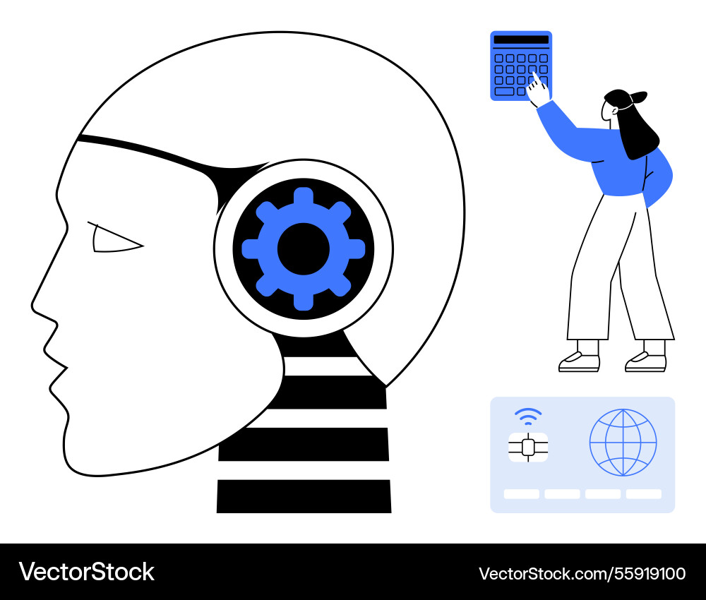 Artificial intelligence concept with robot head Artificial intelligence concept with robot head vector image