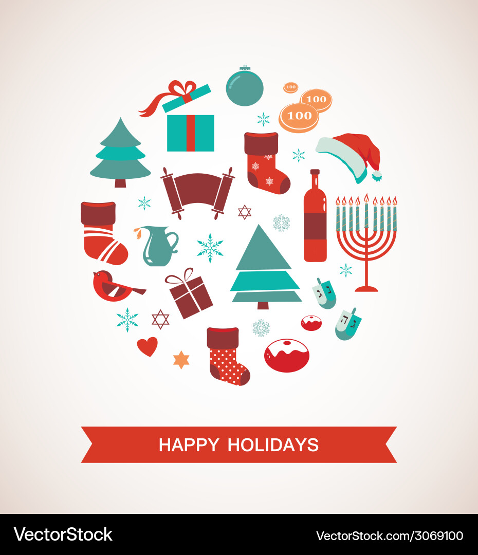 Hanukkah & Christmas Festive Celebration Vector Image