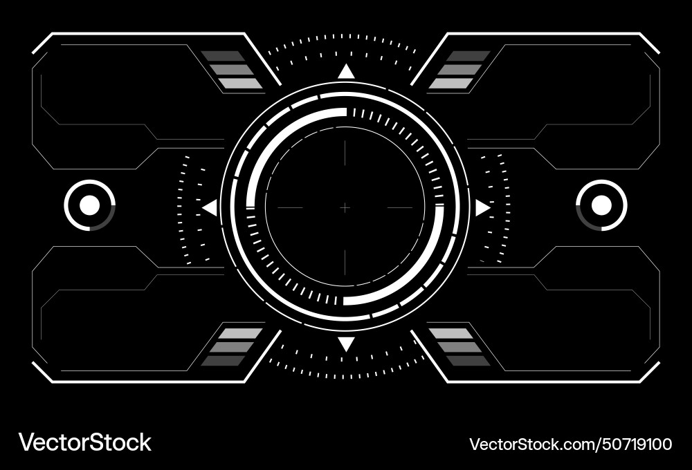 Hud sci-fi interface screen view white circular Hud sci-fi interface screen view white circular vector image