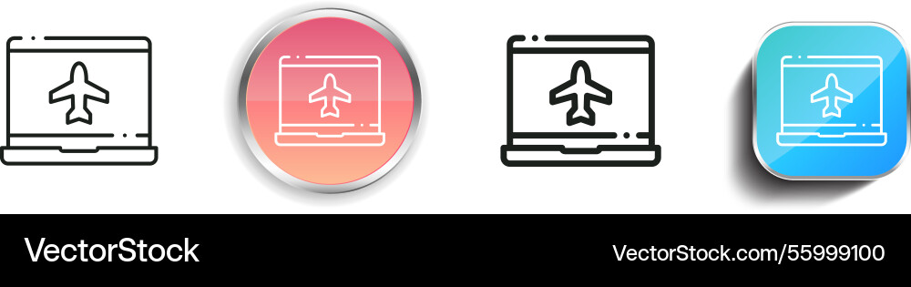Laptop icon thin linear regular and button style vector image