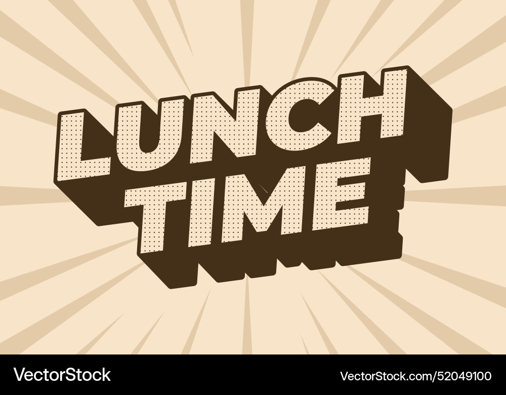 Lunch time text effect in 3d style with good vector image