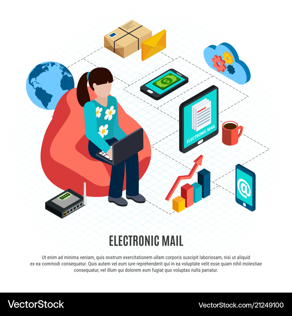 Mail isometric colored composition Vector Image