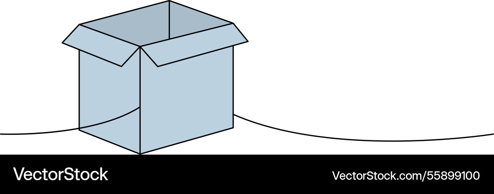 Paper box one line colored continuous drawing Vector Image