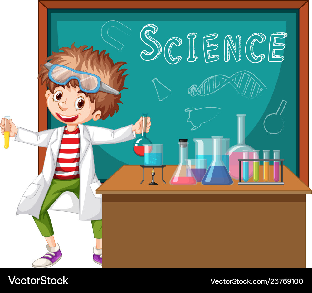 Scientist working with science tools in lab Scientist working with science tools in lab vector image