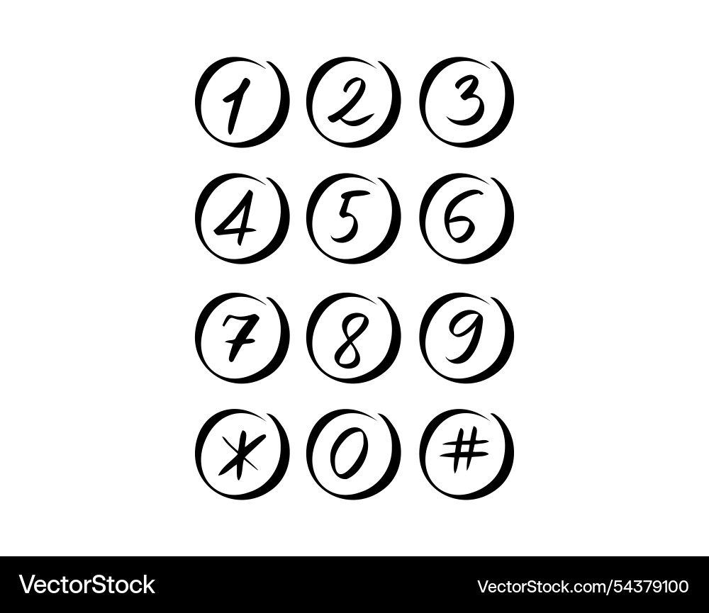 Scribble numbers in circle hand drawn font Scribble numbers in circle hand drawn font vector image