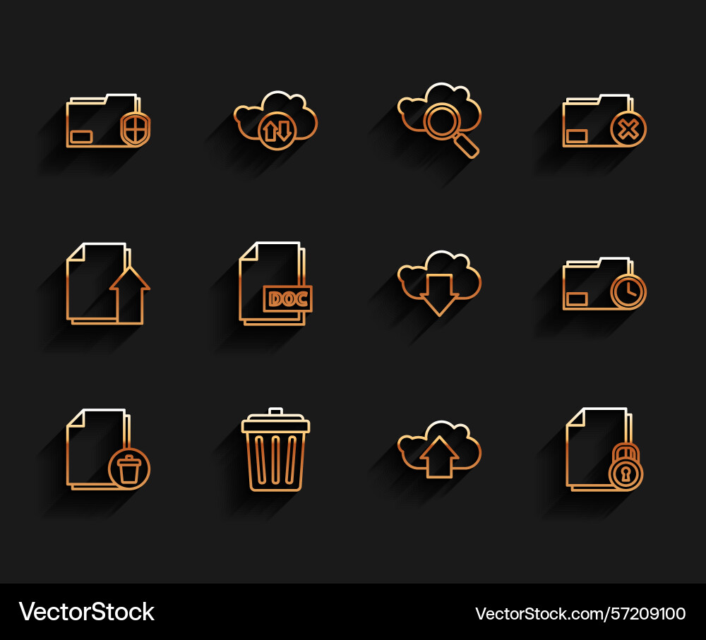 Set line delete file document trash can Set line delete file document trash can Vector Image