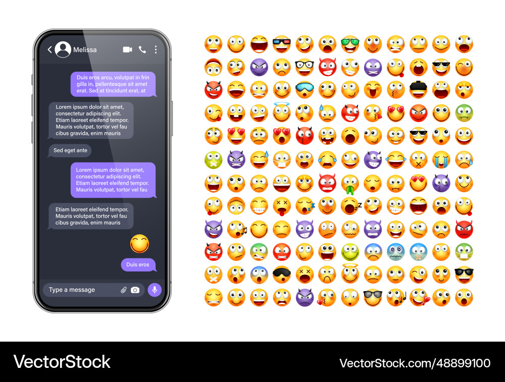 Smartphone messaging app user interface Smartphone messaging app user interface vector image