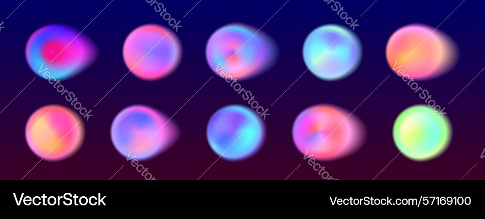 Vibrant gradient circle set with soft aura effects Vibrant gradient circle set with soft aura effects vector image