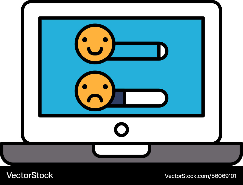 A computer monitor shows two faces with one A computer monitor shows two faces with one vector image