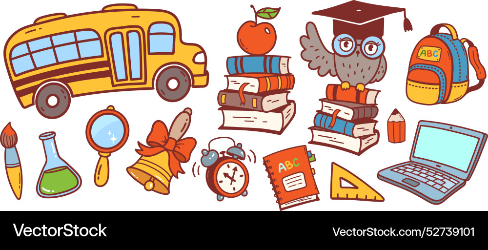 Back to school isolated objects set Royalty Free Vector