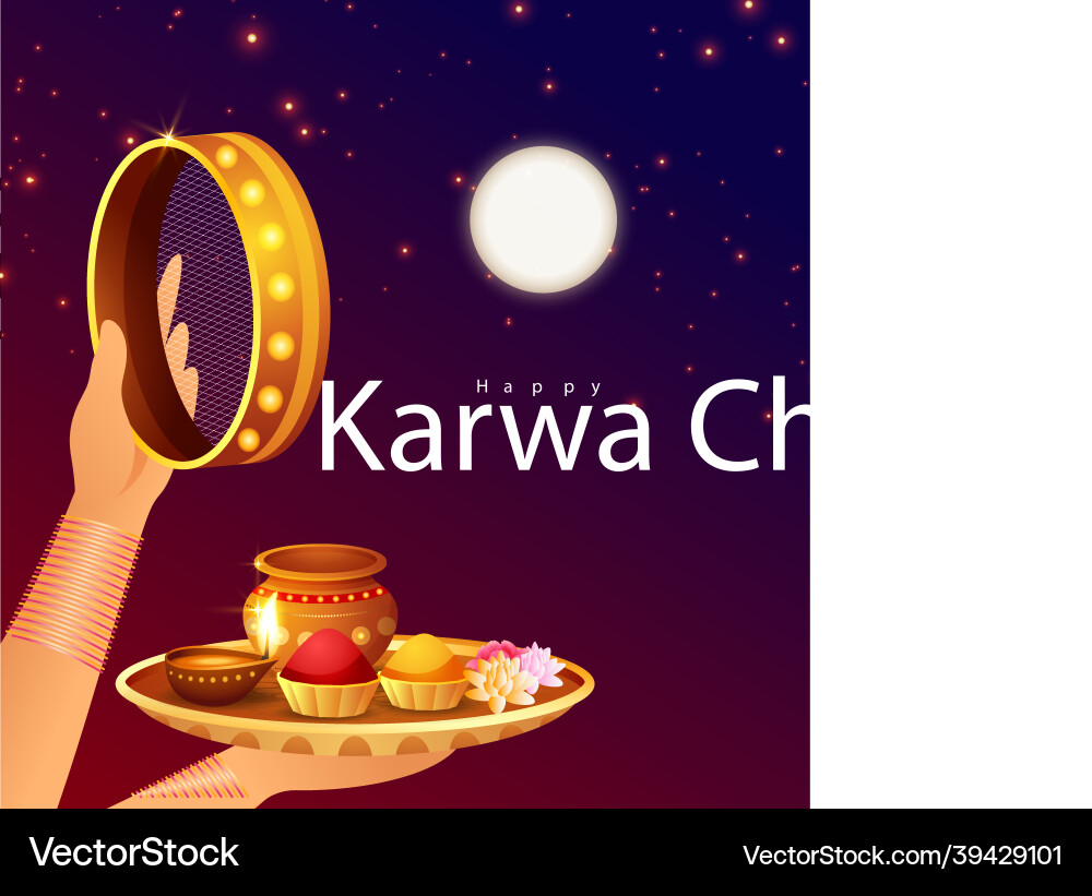 Banner design of happy karwa chauth vector image