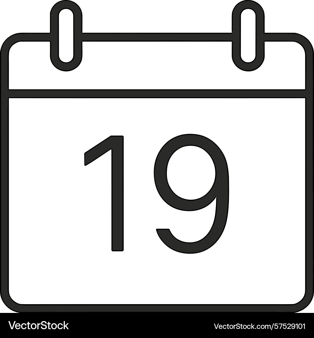 Calendar displaying the date 19 representing Calendar displaying the date 19 representing vector image