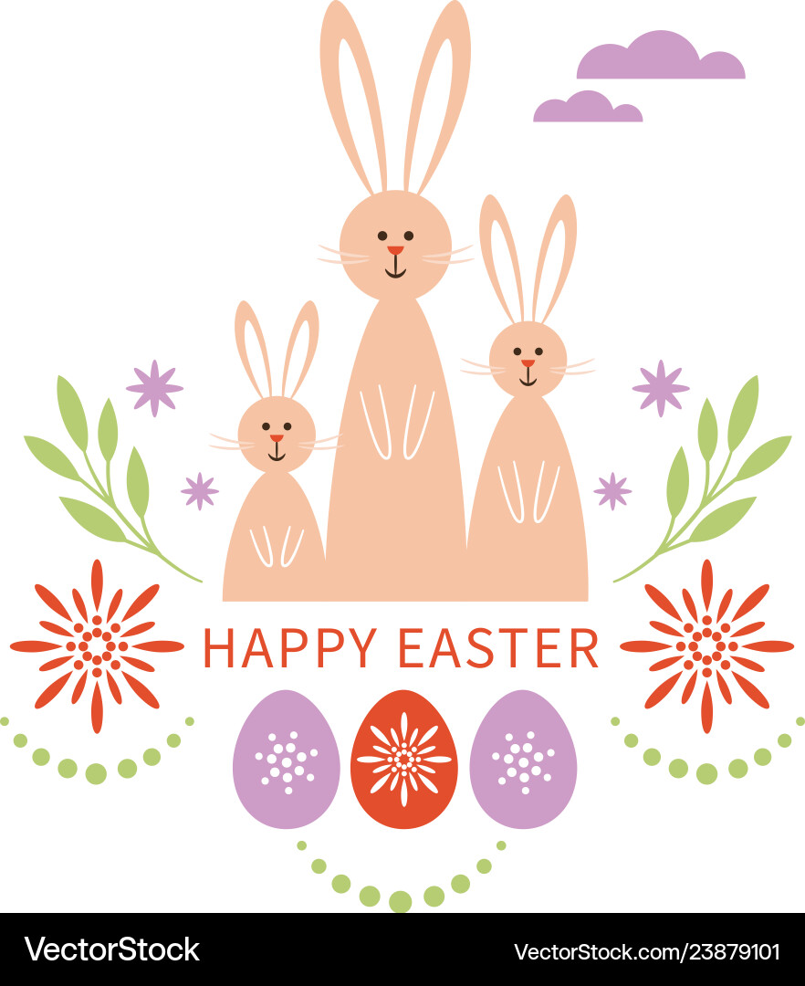 Cheerful Easter Bunnies Card vector image