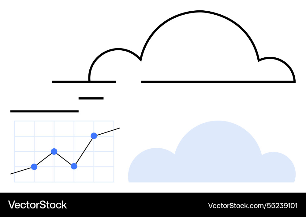 Cloud computing growth concept with graph Cloud computing growth concept with graph vector image