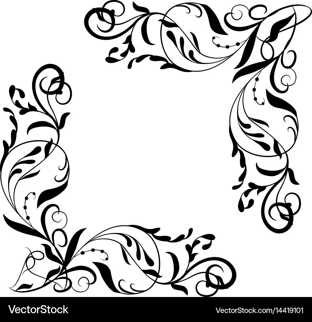 Corner element vignettes ornate frame vector image