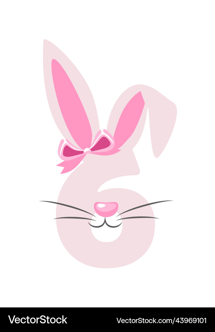 Funny bunny number 6 for kids six digit Funny bunny number 6 for kids six digit vector image