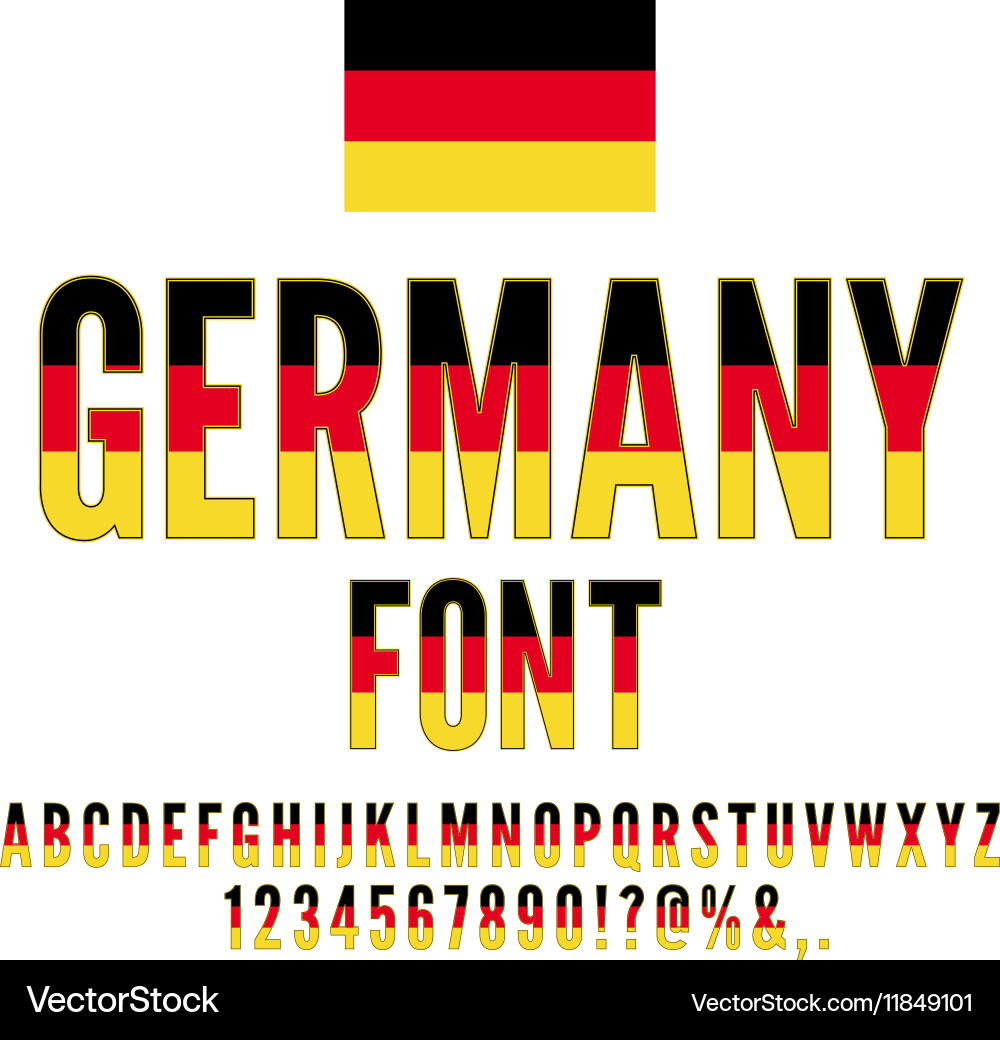 Germany Flag Font Set vector image