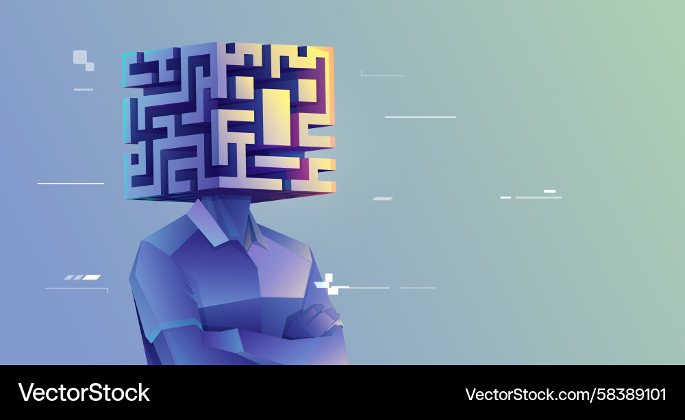 Mazehead: Brainstorming & Problem Solving Vector Image
