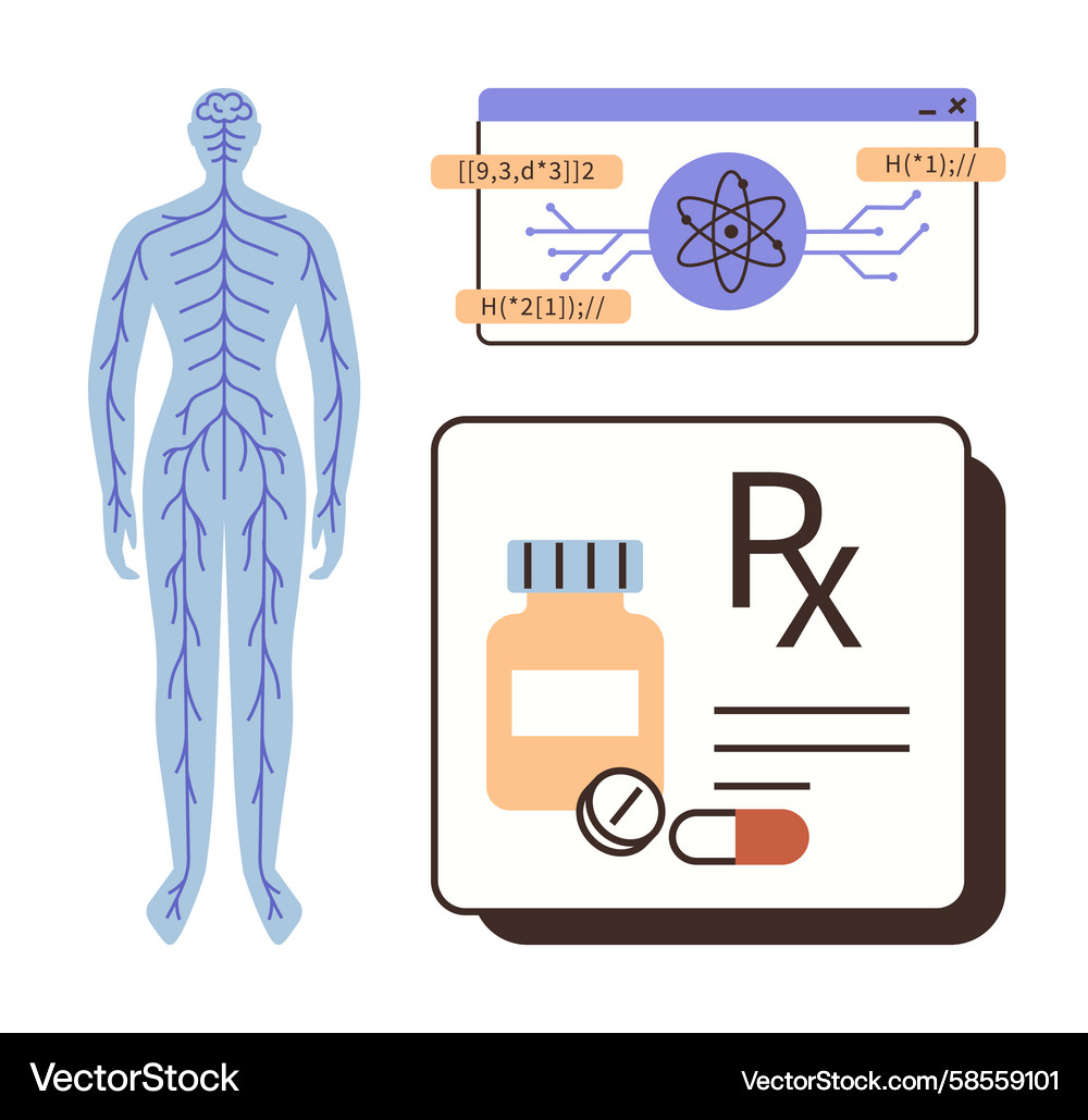 Nervous System & Coding Interface Vector Image