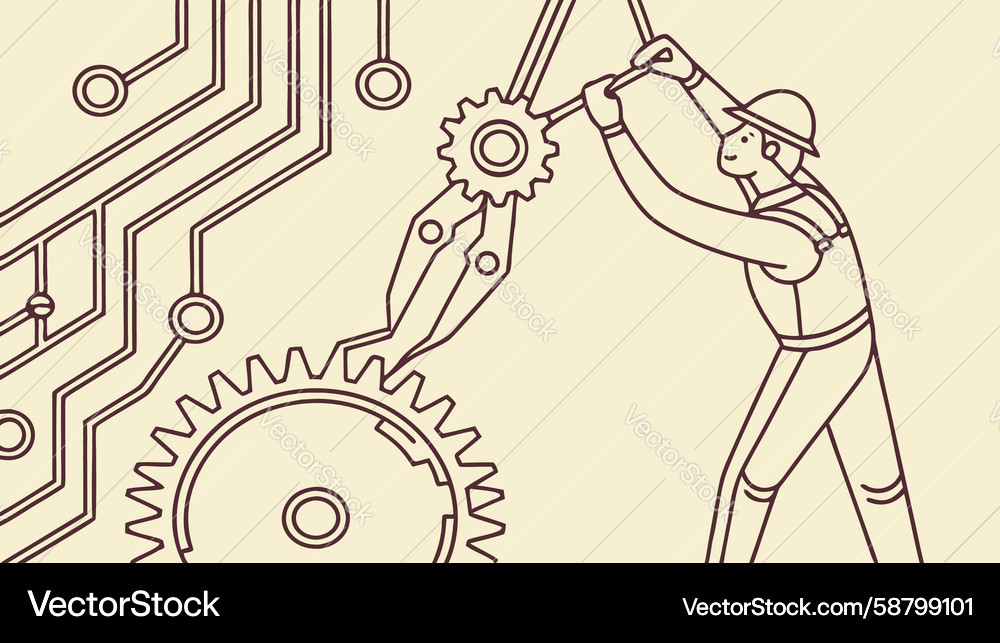 Robotic Circuit Assembly Vector Image