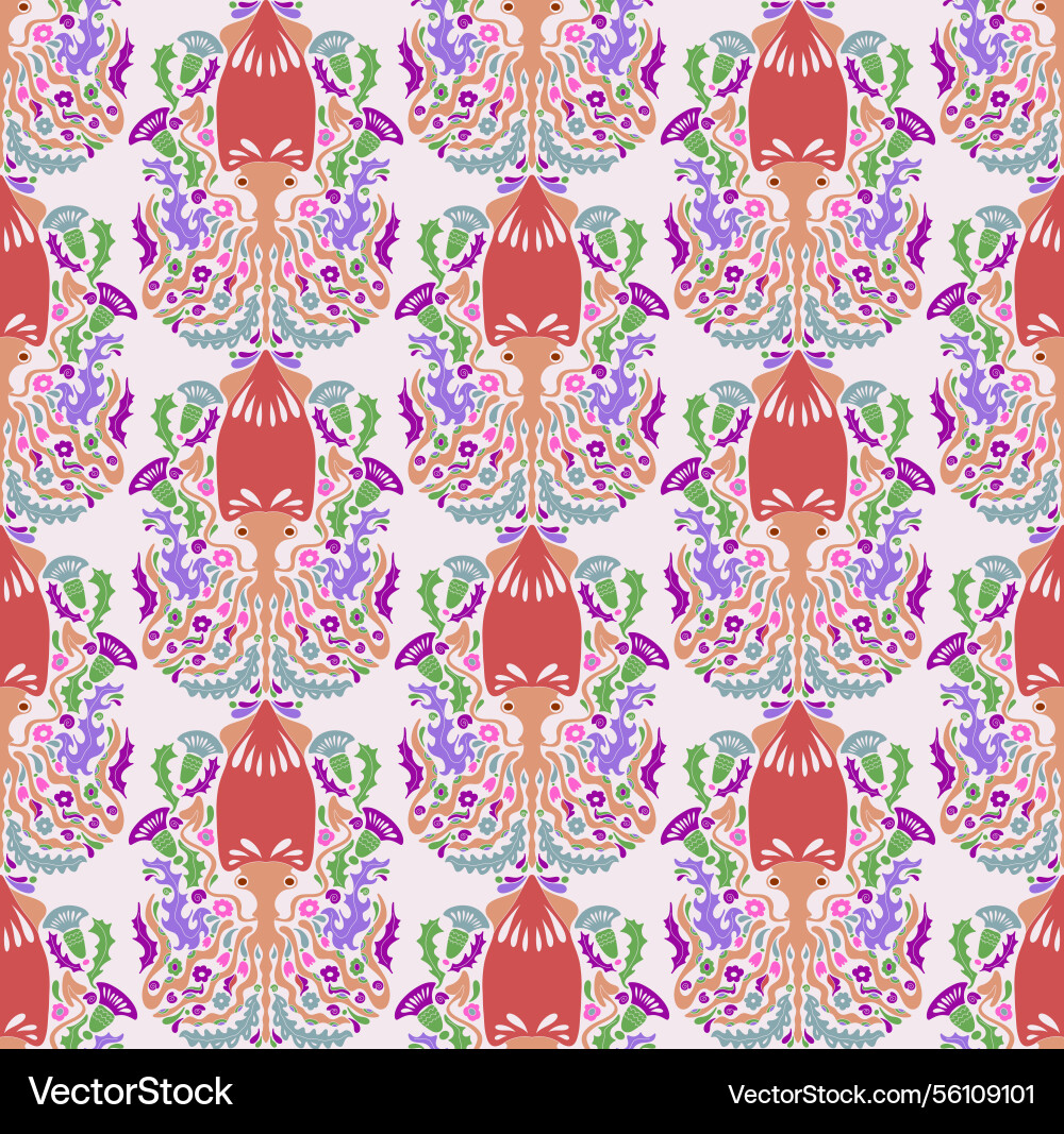 Seamless pattern with decorative squids Vector Image