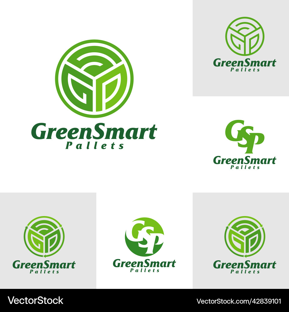 Set of letter gsp logo design template initial Set of letter gsp logo design template initial Vector Image