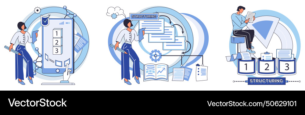 Workflow strategic progress in business involves Workflow strategic progress in business involves vector image