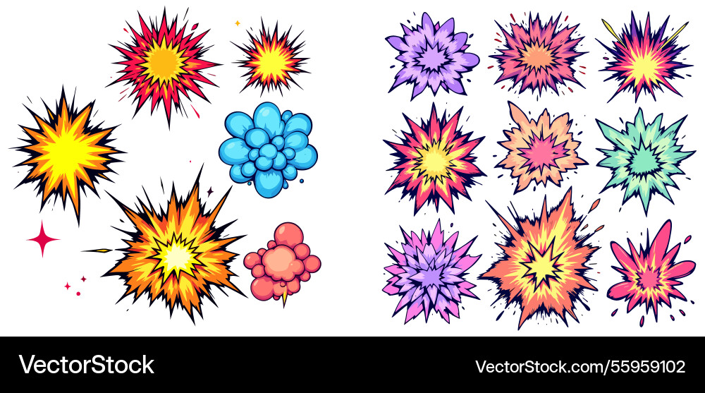 Ai-generated colorful explosions and clouds vector image