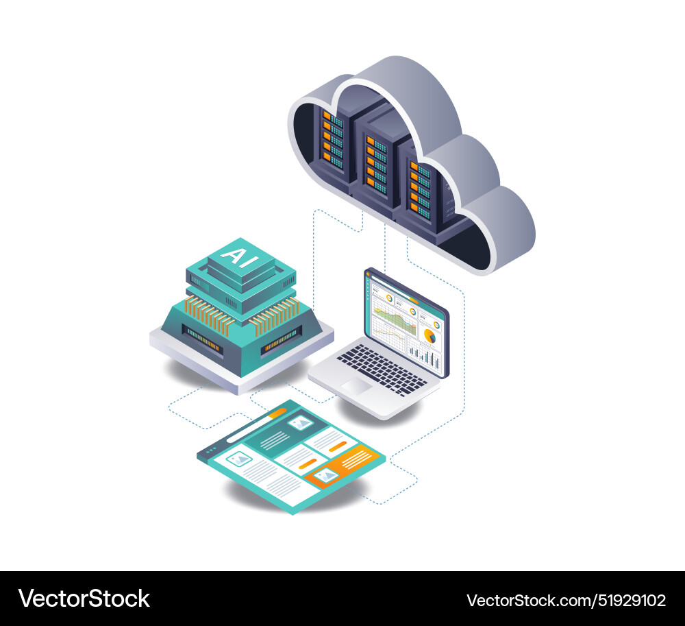 Artificial intelligence analysis of cloud server Vector Image