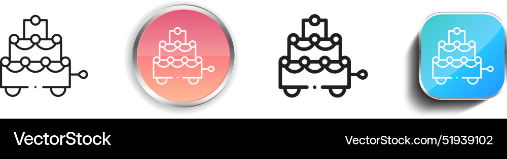 Cake icon thin linear regular and button style Cake icon thin linear regular and button style Vector Image