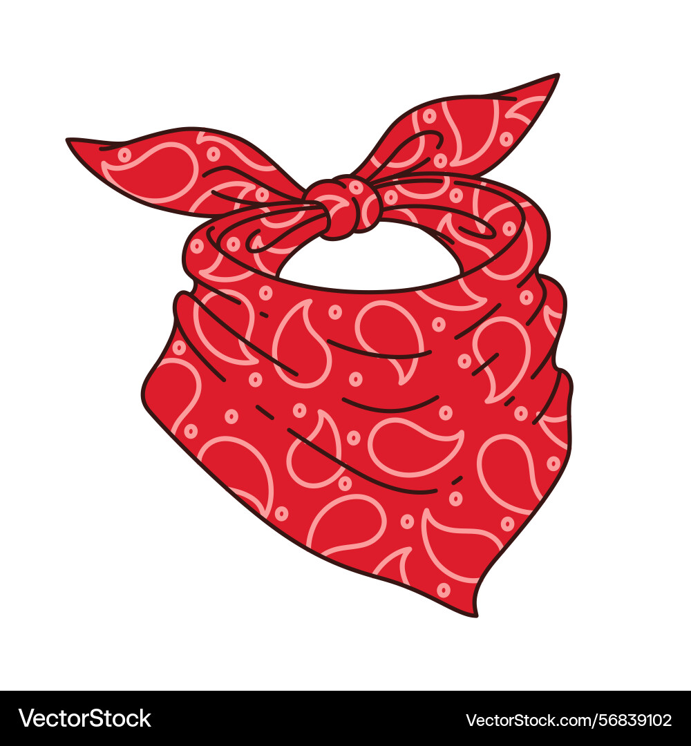 Cartoon groovy bandana w western cowboy scarf Cartoon groovy bandana w western cowboy scarf Vector Image