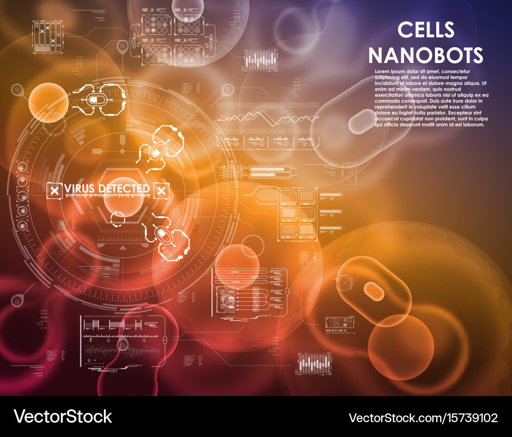 Cell background with futuristic interface elements vector image